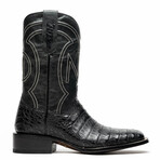 Tucson // Caiman Belly Leather Western Boots // Black (7)