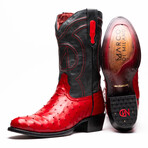 Savannah // Ostrich Quill Leather Western Boots // Red (10)