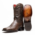 Tucson // Caiman Belly Leather Western Boots // Aged Brown (7)