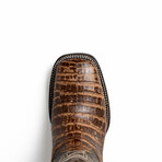 Tucson // Caiman Belly Leather Western Boots // Stone Brown (10)