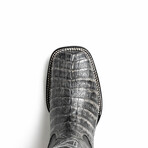 Tucson // Caiman Belly Leather Western Boots // Stone Gray (10)