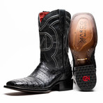 Tucson // Caiman Belly Leather Western Boots // Black (7)