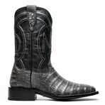 Tucson // Caiman Belly Leather Western Boots // Stone Gray (10)