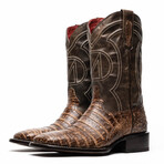 Tucson // Caiman Belly Leather Western Boots // Stone Brown (10)