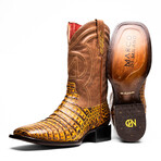 Tucson // Caiman Belly Leather Western Boots // Mustard Brown (7)