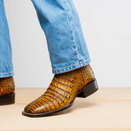 Tucson // Caiman Belly Leather Western Boots // Mustard Brown (7)