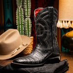 Tucson // Caiman Belly Leather Western Boots // Black (7)