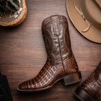 Tucson // Caiman Belly Leather Western Boots // Aged Brown (7)