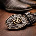 Tucson // Caiman Belly Leather Western Boots // Stone Gray (10)