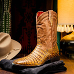 Tucson // Caiman Belly Leather Western Boots // Mustard Brown (7)