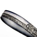 Texas // Caiman & Calf Leather Belt // Stone Gray (36)