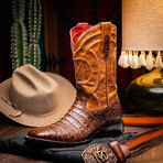 Tucson // Caiman Belly Leather Western Boots // Aged Maple (7)