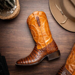 Tucson // Caiman Belly Leather Western Boots // Aged Maple (7)