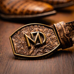 Tucson // Caiman Belly Leather Western Boots // Stone Brown (10)