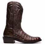 Phoenix // Caiman Belly Leather Western Boots // Aged Brown (7)