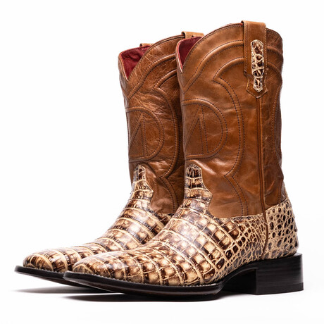 Tucson // Caiman Belly Leather Western Boots // Stone Orix (10)