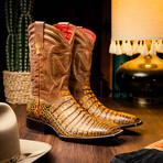 Tucson // Caiman Belly Leather Western Boots // Mustard Brown (7)