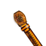 Montana // Caiman & Calf Leather Belt // Mustard Brown (36)