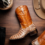Tucson // Caiman Belly Leather Western Boots // Stone Orix (10)