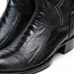 Denver Ostrich Leg Western Boots // Black (10)