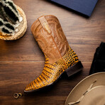 Tucson // Caiman Belly Leather Western Boots // Mustard Brown (7)