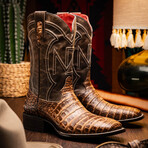 Tucson // Caiman Belly Leather Western Boots // Stone Brown (10)
