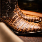 Tucson // Caiman Belly Leather Western Boots // Stone Brown (10)