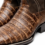 Tucson // Caiman Belly Leather Western Boots // Stone Brown (10)