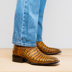 Tucson // Caiman Belly Leather Western Boots // Mustard Brown (7)