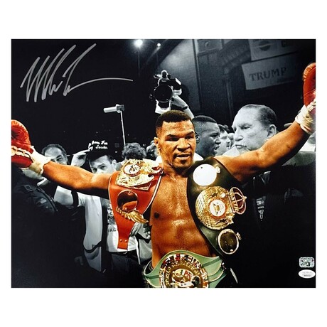 Mike Tyson // Signed 16x20 Belts Image