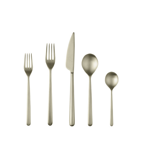 Linea Flatware Set // 20 Pieces (Ice Black Gold)