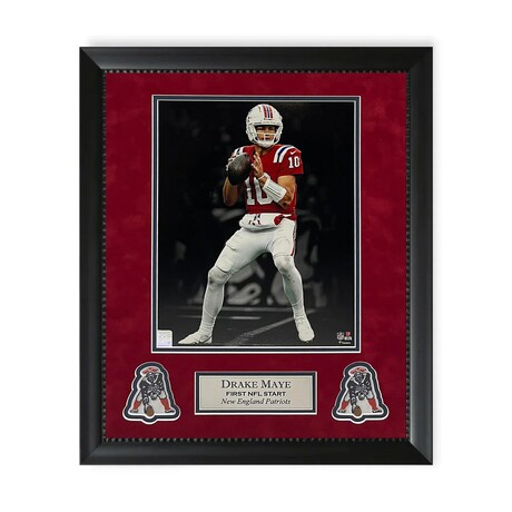 Drake Maye // New England Patriots // Unsigned Collage + Framed // Red