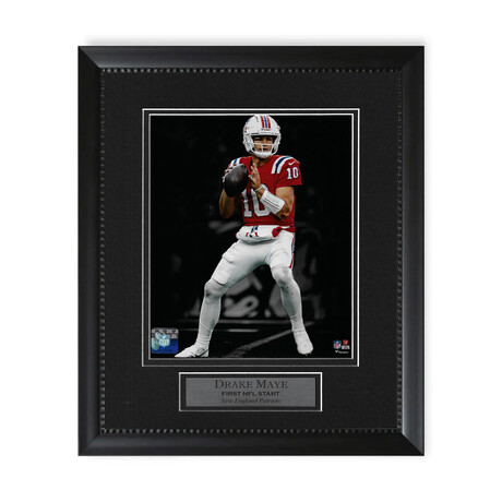 Drake Maye // New England Patriots // Unsigned Photo + Framed // Red Jersey