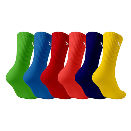 6-Pairs // Dri-tech Moisture Control Comfort Everyday Wear Crew Length Socks // Bright (Small/Medium)