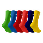 6-Pairs // Dri-tech Moisture Control Comfort Everyday Wear Crew Length Socks // Bright (Small/Medium)