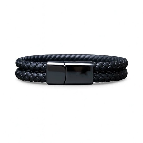 Men's // Genuine Leather Double Strap Dublin Bracelet // Black (M)