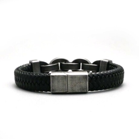 Men's // Compton Men's Bracelet // Black + Metal (M)