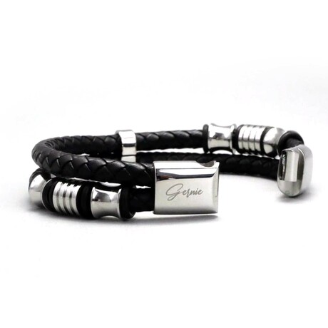 Men's Premium Leather Lawndale Bracelet // Black (L)