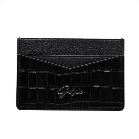 Croc Leather Slim Card Case // Matt Black