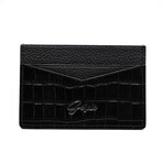 Croc Leather Slim Card Case // Matt Black