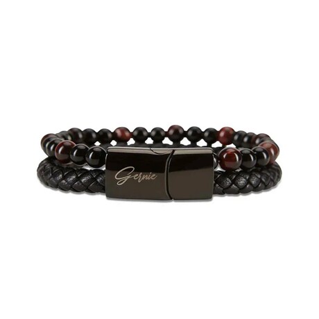 Men's // Premium Bradbury Bracelet // Black + Cranberry (M)