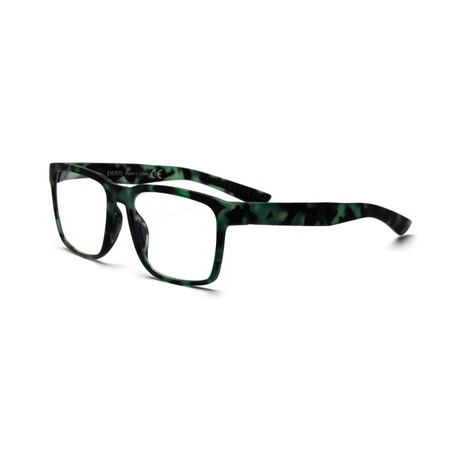 Unisex // Rubberized Square Blue Light & Reading Glasses // Matte Green & Black Tortoise (Blue Light)