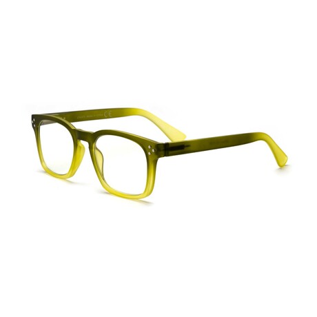 Unisex // Rubberized Square Blue Light & Reading Glasses // Matte Gradient Green (Blue Light)
