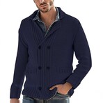 Cross-Knit Cardigan // Navy Blue (L)