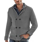 Cross-Knit Cardigan // Dark Grey (2XL)