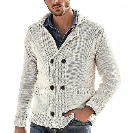 Cross-Knit Cardigan // White (XS)