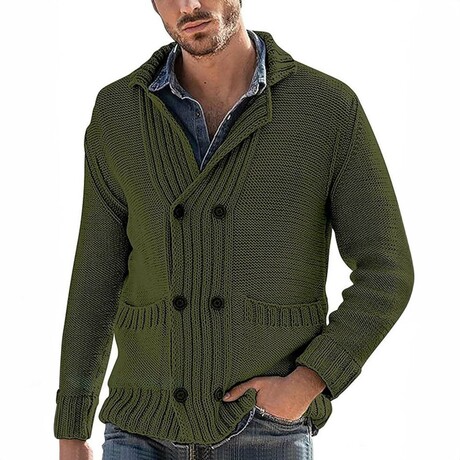 Cross-Knit Cardigan // Green (XS)