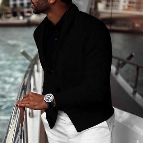 Shawll Collar Button-Up Cardigan // Black (XS)