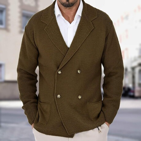 Double-Breasted Cardigan // Dark Brown (XS)