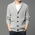 Shawll Collar Cardigan w/ Patch Pockets // Grey (M)